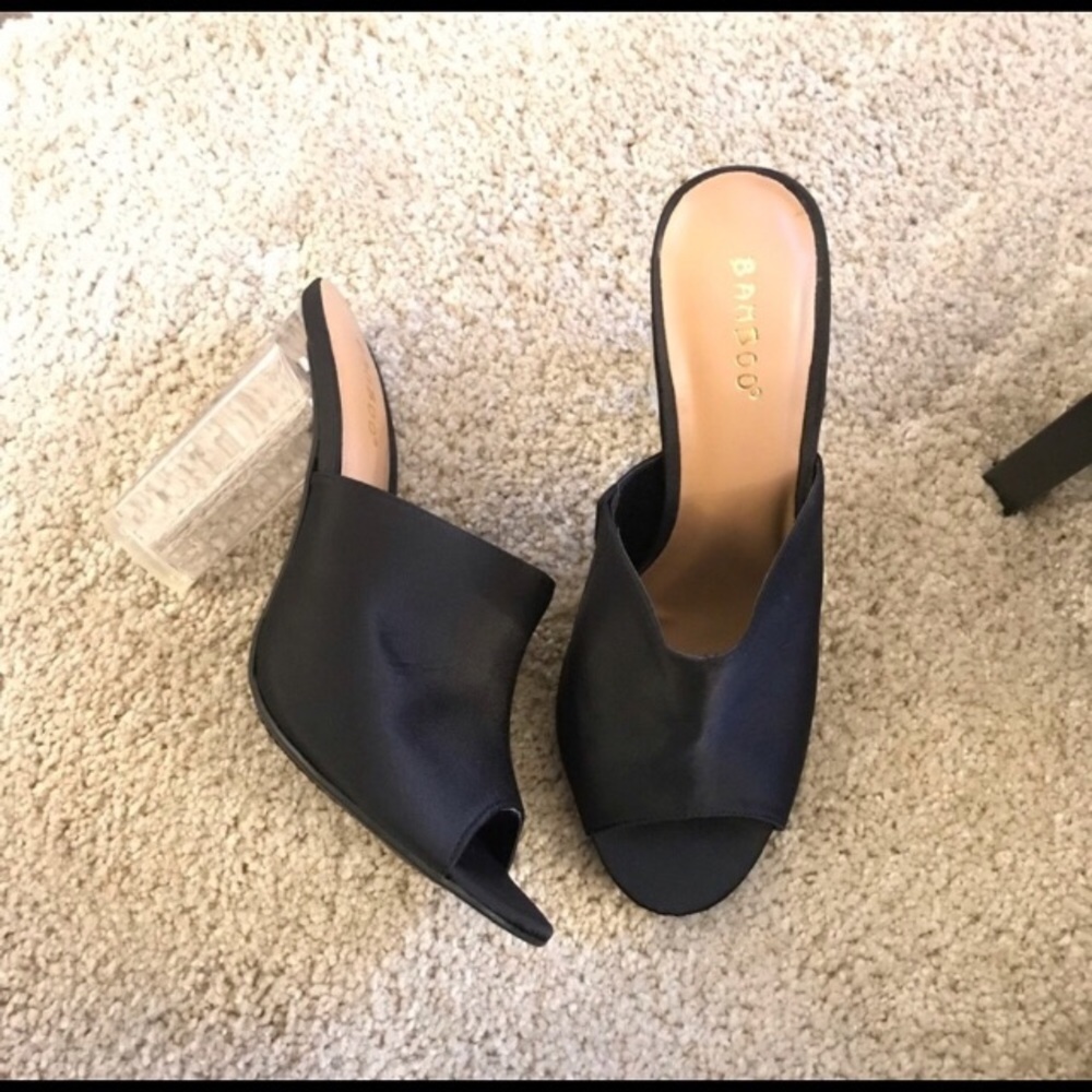 New! Black Mules with clear heels for Summer look!